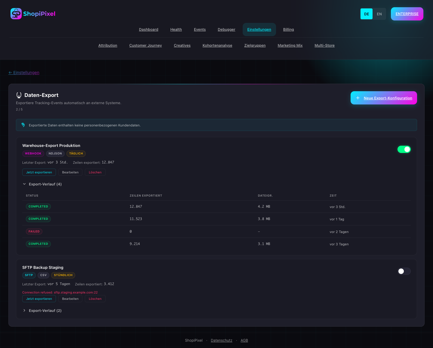 Data Warehouse Export