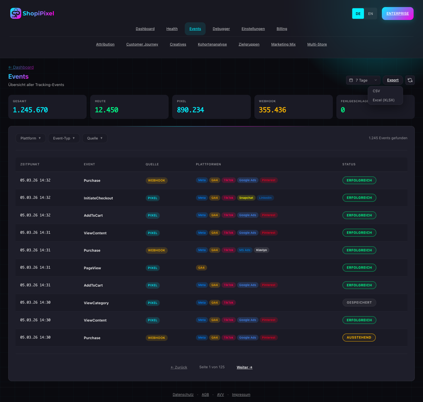 Dual-Track Event-Übersicht